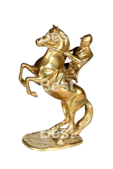 Brass statue of the jockey on a horse