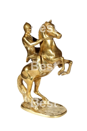 Brass statue of the jockey on a horse