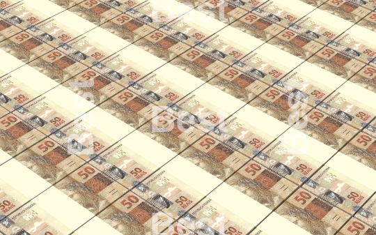 Brazilian reais bills stacks background