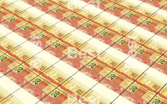 Brazilian reais bills stacks background