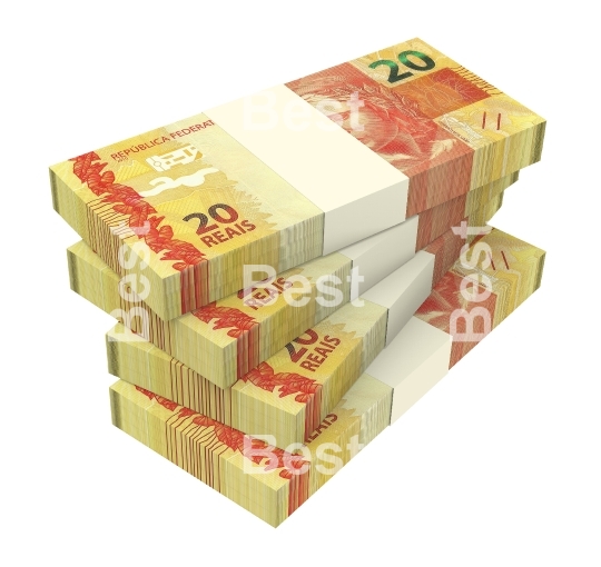 Brazilian reais isolated on white background