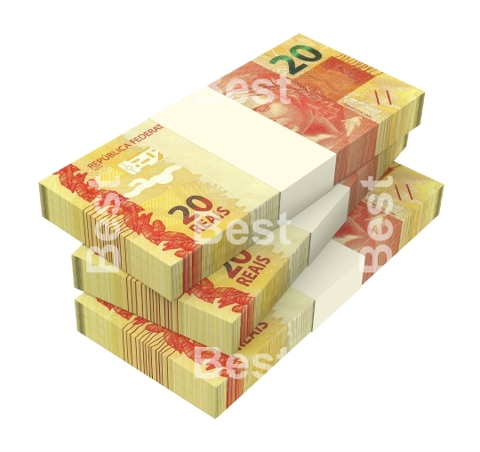 Brazilian reais isolated on white background