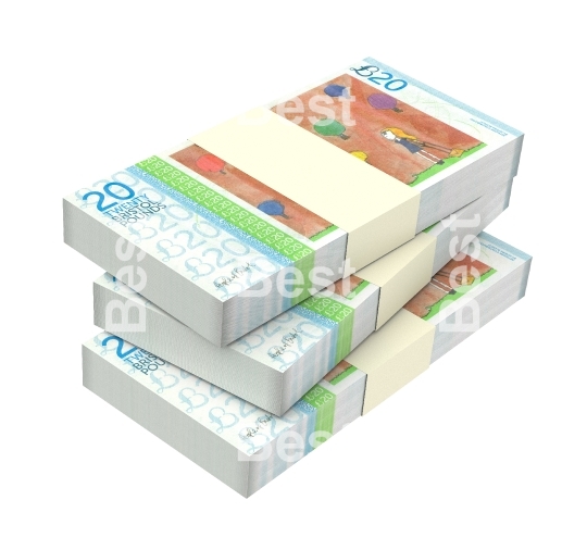 Bristol pound bills isolated on white background