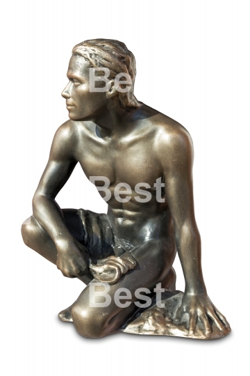 Bronze statue of a resting man