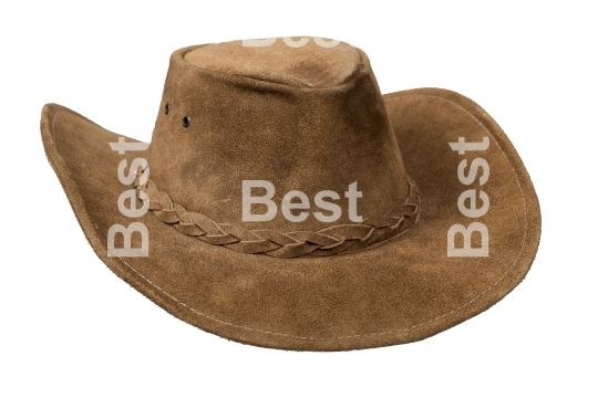 Brown cowboy leather hat