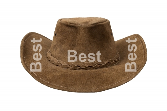 Brown cowboy leather hat
