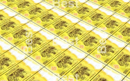 Brunei dollar bills stacks background