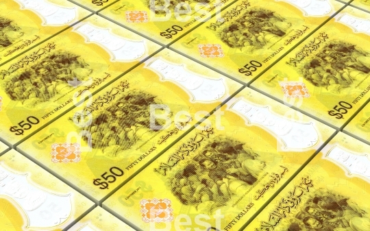 Brunei dollar bills stacks background