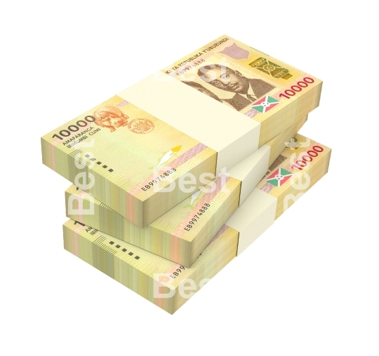 Burundian francs bills isolated on white background