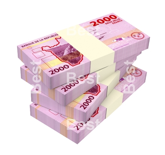 Burundian francs bills isolated on white with clipping path