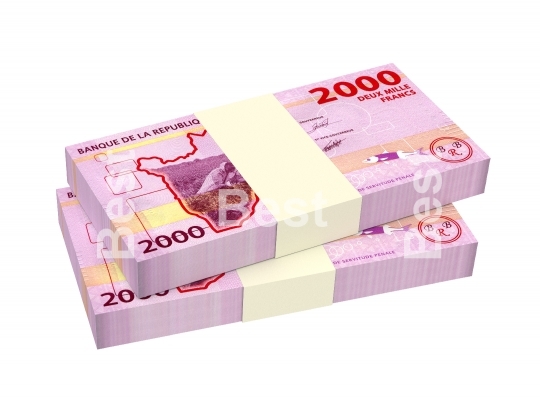 Burundian francs bills isolated on white with clipping path