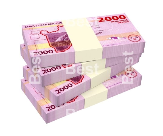 Burundian francs bills isolated on white with clipping path