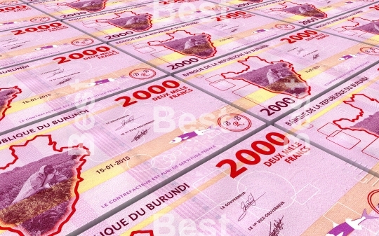 Burundian francs bills stacked background