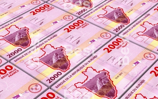 Burundian francs bills stacked background