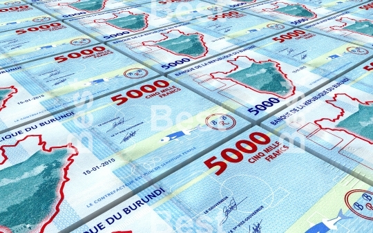 Burundian francs bills stacked background