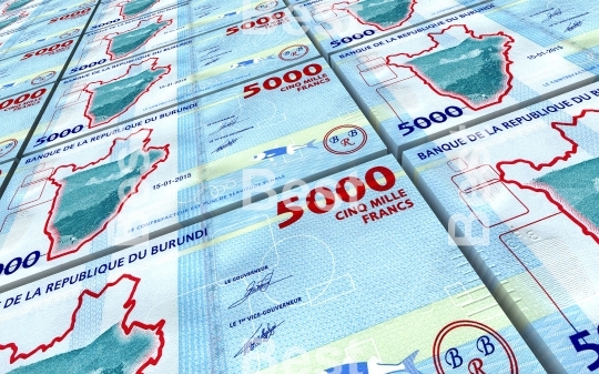 Burundian francs bills stacked background