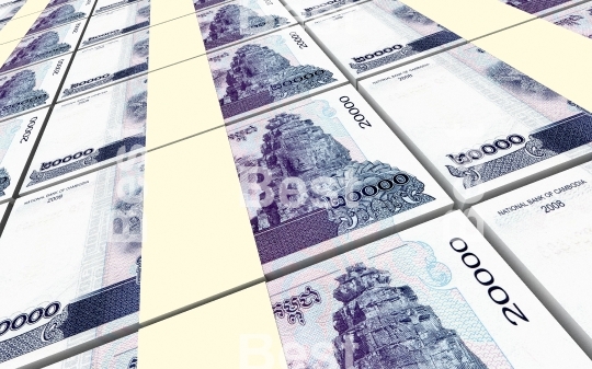 Cambodia riels bills stacked background
