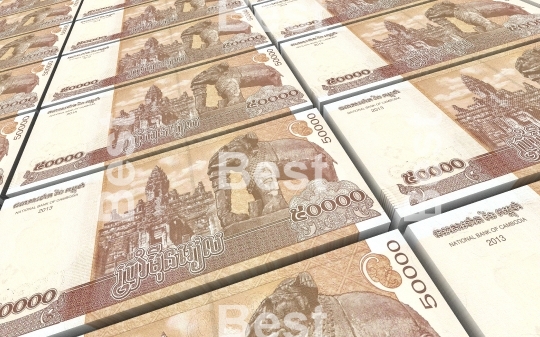 Cambodia riels bills stacks background