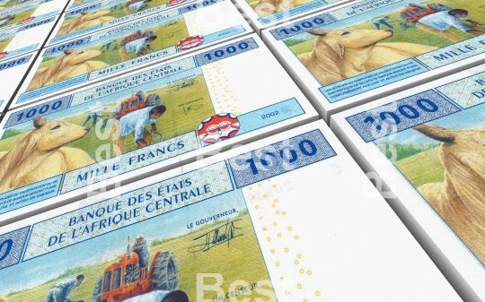 Central African CFA francs bills stacked background