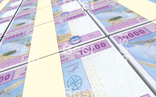 Central African CFA francs bills stacked background