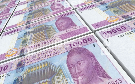 Central African CFA francs bills stacked background