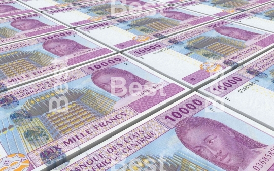 Central African CFA francs bills stacked background