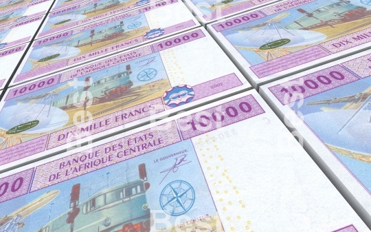 Central African CFA francs bills stacked background