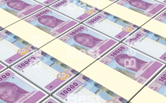 Central African CFA francs bills stacked background