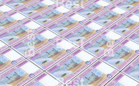 Central African CFA francs bills stacked background