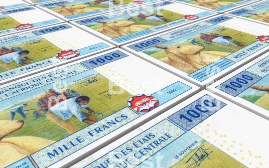 Central African CFA francs bills stacked background