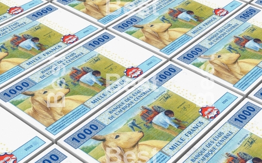 Central African CFA francs bills stacked background