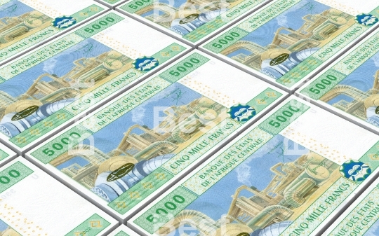 Central African CFA francs bills stacked background