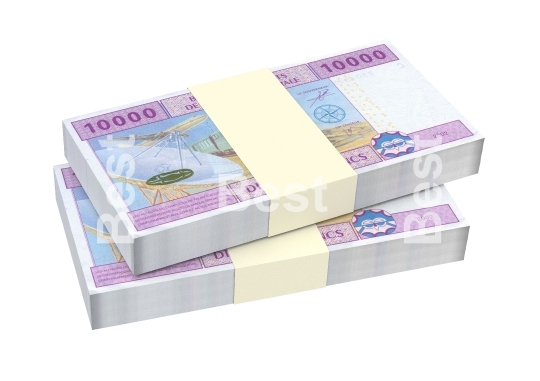 Central African CFA francs isolated on white background
