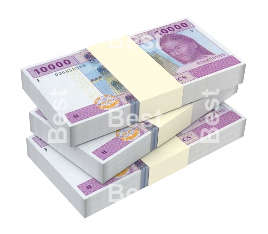 Central African CFA francs isolated on white background