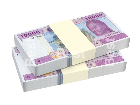 Central African CFA francs isolated on white background