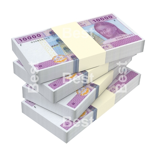 Central African CFA francs isolated on white background