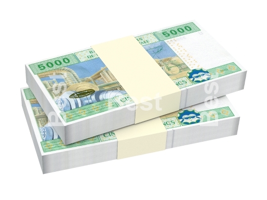 Central African CFA francs isolated on white background