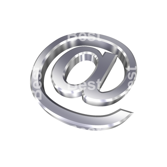 Chrome e-mail sign isolated on white. 