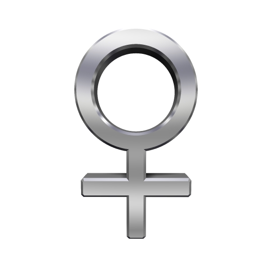 Chrome female sex symbol. 