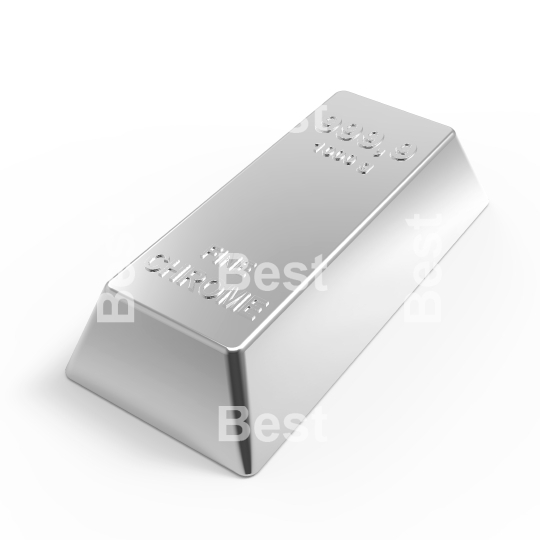 Chrome ingot isolated on white.