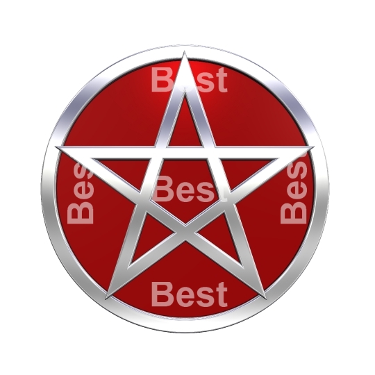 Chrome pentagram isolated on white. 