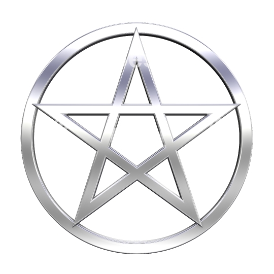 Chrome pentagram isolated on white. 