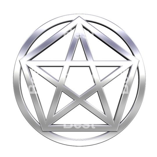 Chrome pentagram isolated on white. 