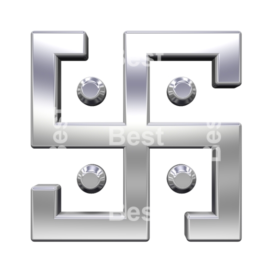 Chrome swastika symbol isolated on the white. 