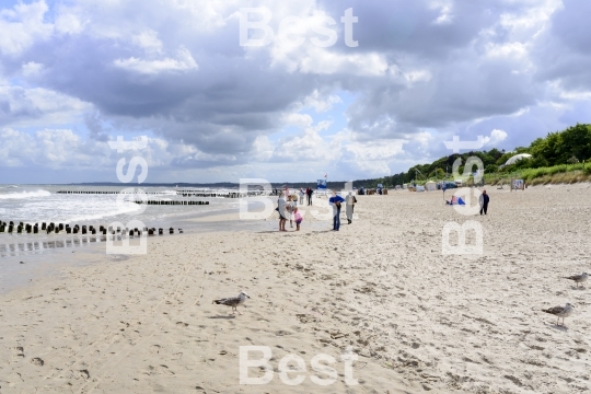 Cold summer day  on the beach