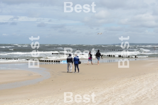 Cold summer day  on the beach