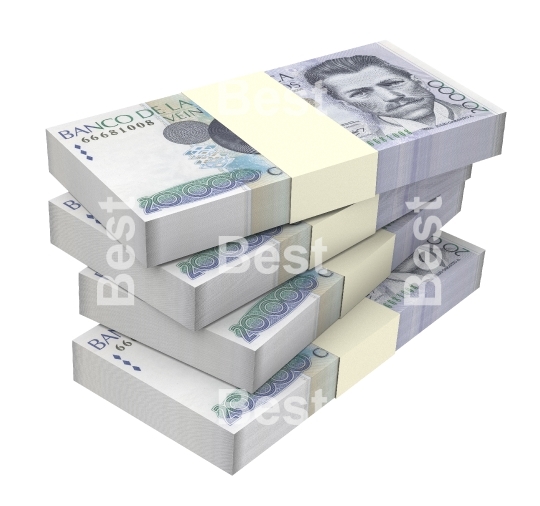 Colombian pesos bills isolated on white background 