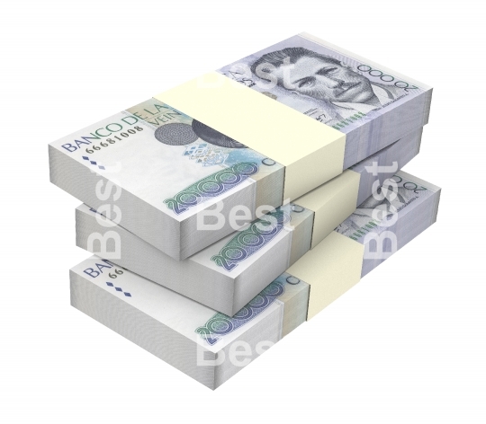 Colombian pesos bills isolated on white background 