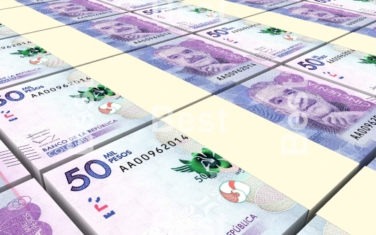 Colombian pesos bills stacked background