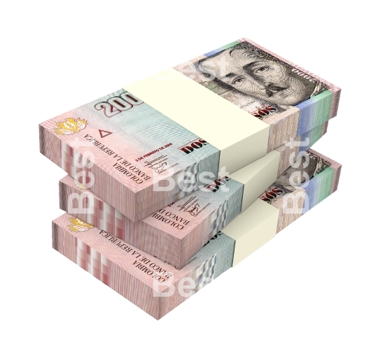Colombian pesos bills stacks isolated on white background